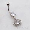 MULTI CZ DANGLE LOVE CROWN KING QUEEN DANGLE BELLY BUTTON NAVEL RING 316L SURGICAL STEEL 